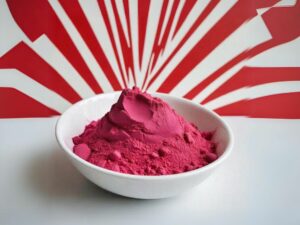 beetroot powder in a white bowl