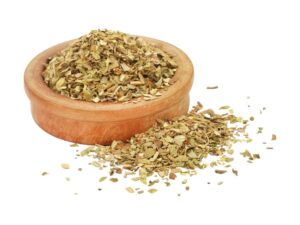 Dried Oregano in a wooden Bowl