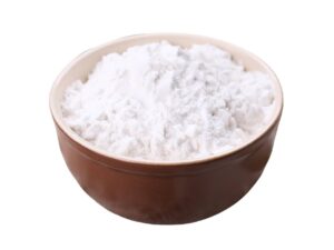 White powder in a brown bowl.