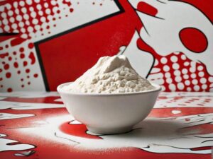 Cassava flour on a white bowl