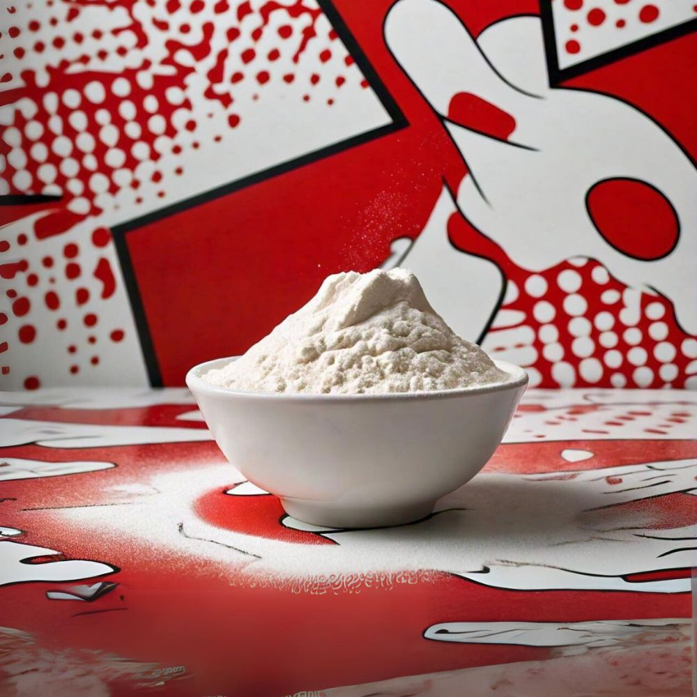 Cassava flour on a white bowl