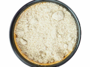 Top view of whitish-yellow powder in a bowl