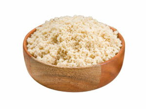 Peanut flower in a wooden bowl.