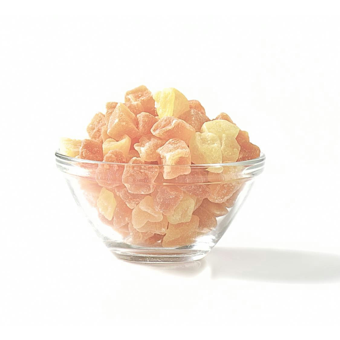 Dried, diced apples in a bowl.