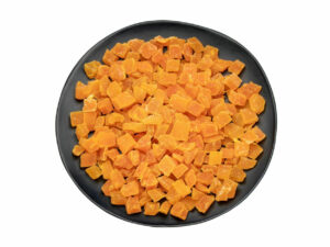 Top view of diced mangoes