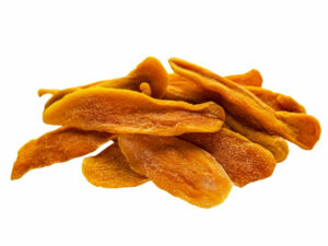 Dry peach slices in a heap.