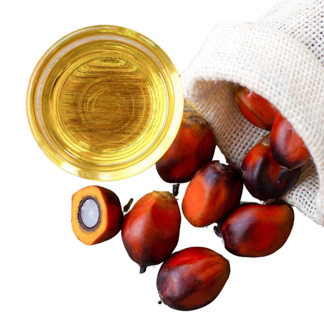 Palm oil in a bowl shown from the top view