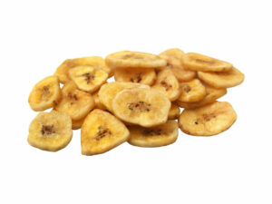 Golden, dried plantain chips