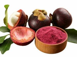 Vibrant pink powder in a bowl.