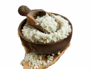 Coarse salt in a bowl,