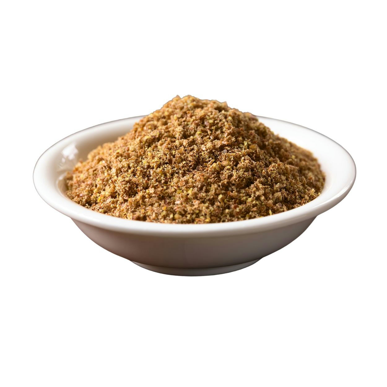 Brown, powdered seeds in a bowl.