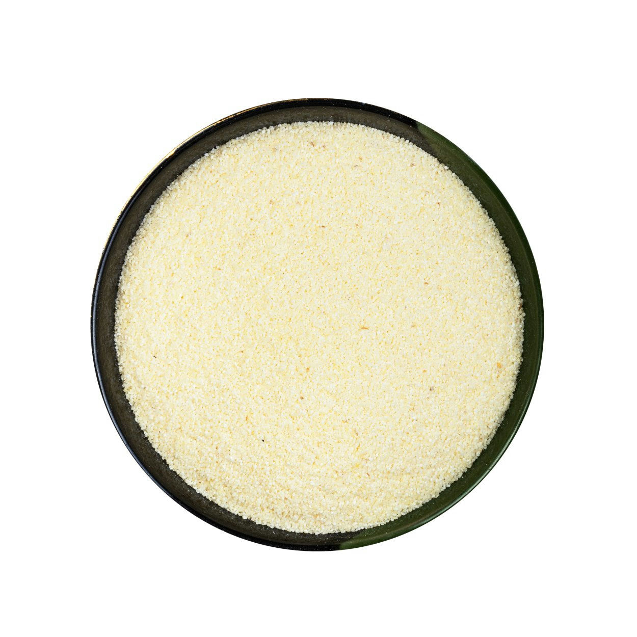 Top view of fine cream white powder in a bowl.