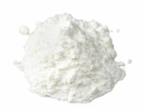 Top view of white powder in a heap.