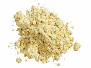 Top view of a fine lime green powder.