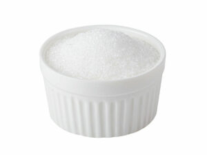 white powder in a white bowl.