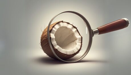 A coconut seen through a magnifying glass
