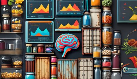 an assortment of colorful objects arranged on a black background