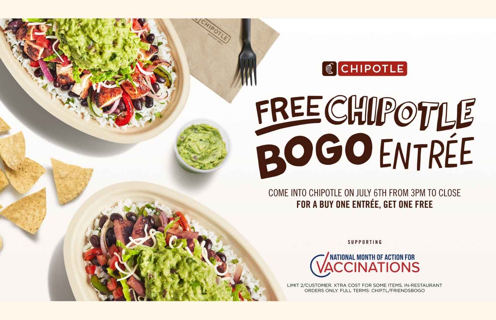 Chipotle Offers BOGO Deal on Thanksgiving Eve, Zero Delivery Fees for Cyber Weekend