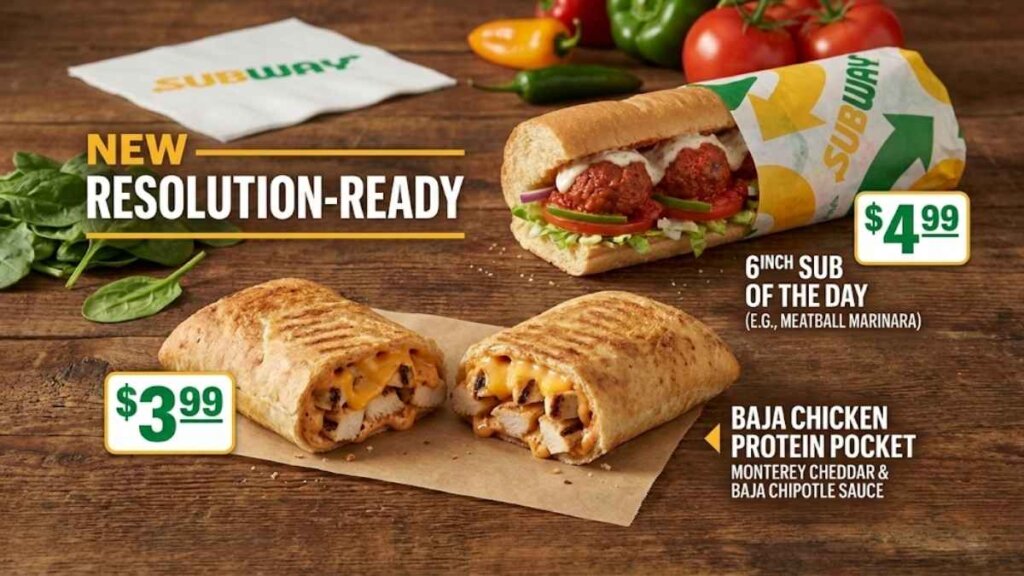 A close-up commercial food photography shot of Subway's new Protein Pockets. A toasted wheat tortilla wrap is sliced in half in the foreground, revealing a generous filling of grilled chicken strips, melted cheese, and creamy chipotle sauce, with additional wraps stacked neatly in the background.