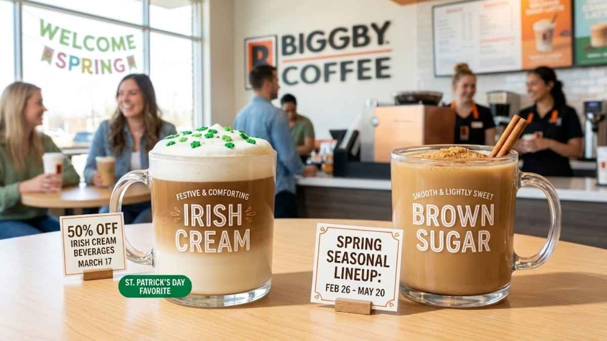 BIGGBY COFFEE Releases Spring Menu with Irish Cream, Brown Sugar Beverages