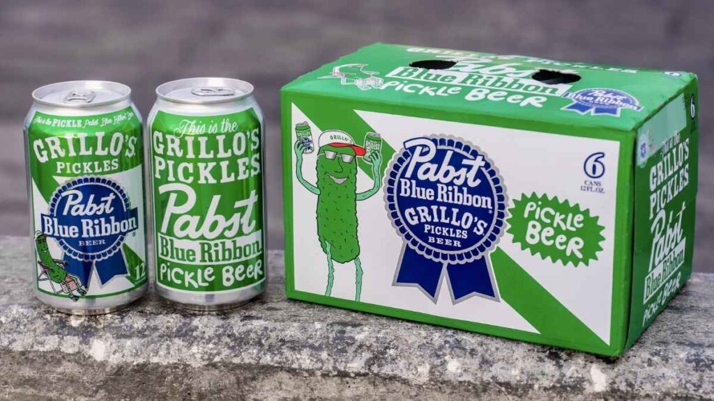 Pabst Blue Ribbon x Grillo's Pickles limited-edition Pickle Beer can launched April 13, 2026, available at retailers nationwide starting May 4, 2026