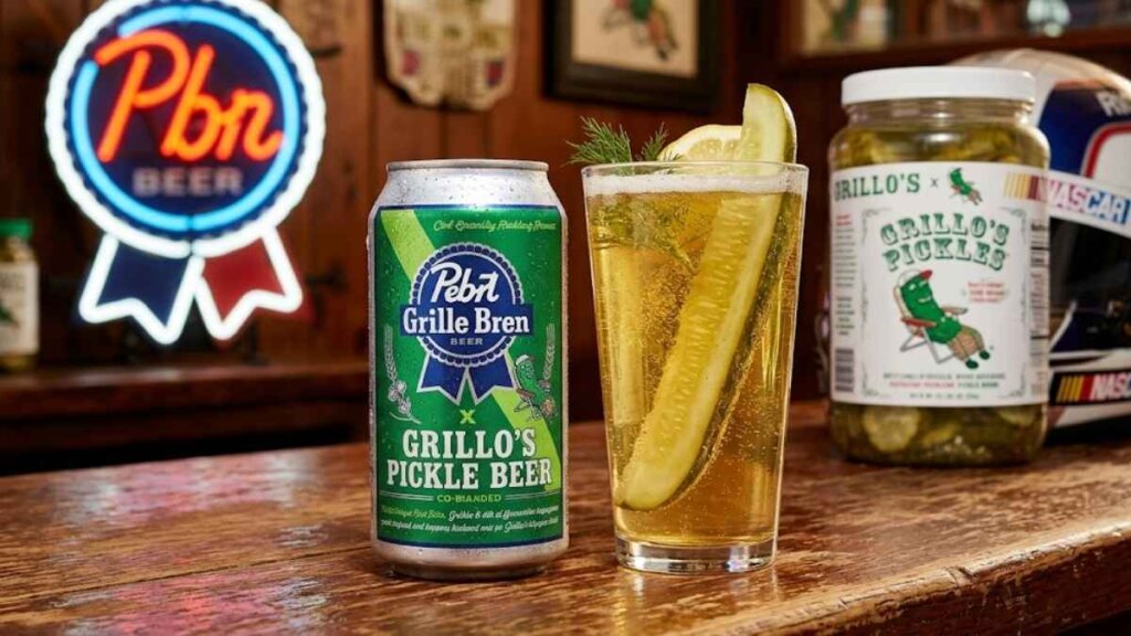 Pabst Blue Ribbon x Grillo's Pickles limited-edition Pickle Beer can launched April 13, 2026, available at retailers nationwide starting May 4, 2026