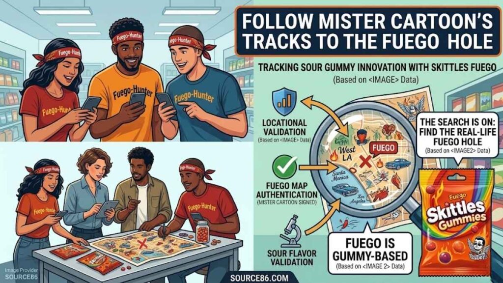 Skittles FUEG-HOLE campaign promotional image for Skittles Gummies Fuego sweet and spicy candy launch, April 2026, Mars Incorporated