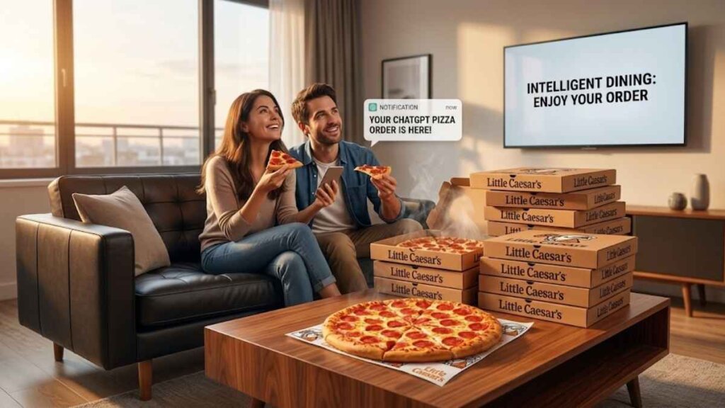 Little Caesars logo representing the brand's first-ever ChatGPT pizza ordering app launch on April 16, 2026, enabling conversational AI ordering across all U.S. markets