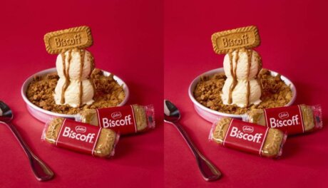 BJ’s Biscoff Pizookie dessert with cookie butter, ice cream, retail-ready trend in bulk ingredient sourcing and private label