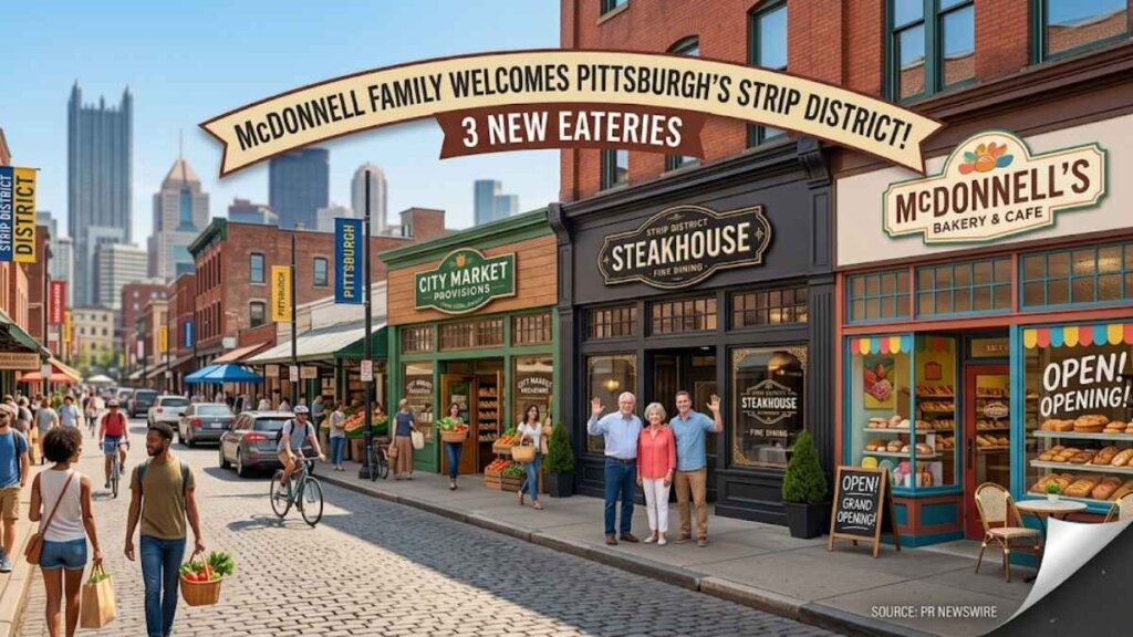 Juniper Grill interior at 2350 Railroad Street in Pittsburgh's Strip District, featuring California-inspired American cuisine with wood-fired scratch cooking, opened April 2026 by Restaurant Holdings LP