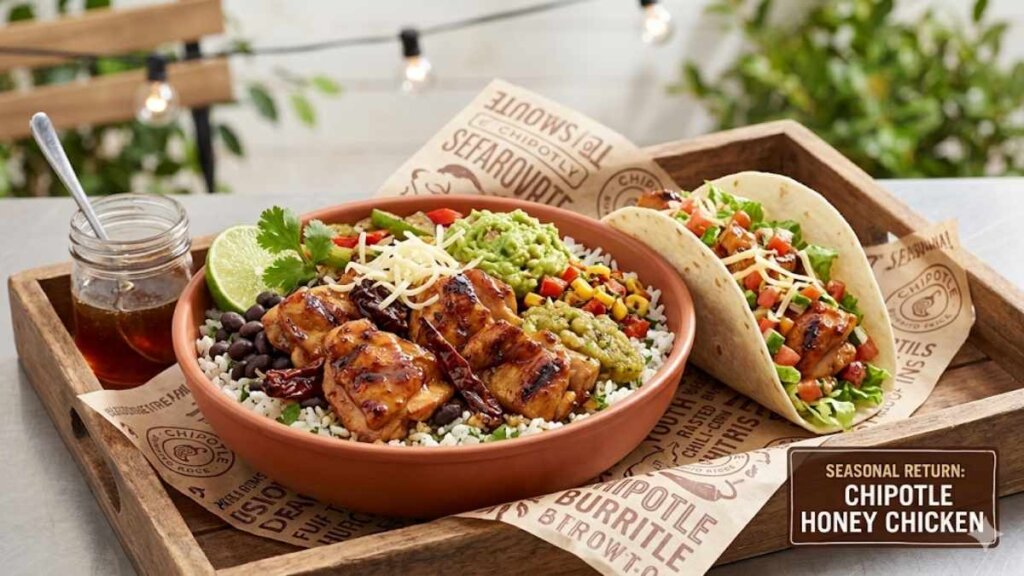 Chipotle Mexican Grill announces the return of its fan-favorite Chipotle Honey Chicken, featuring freshly grilled chicken with a smoky chipotle marinade and a touch of honey, available for a limited time beginning April 28.
