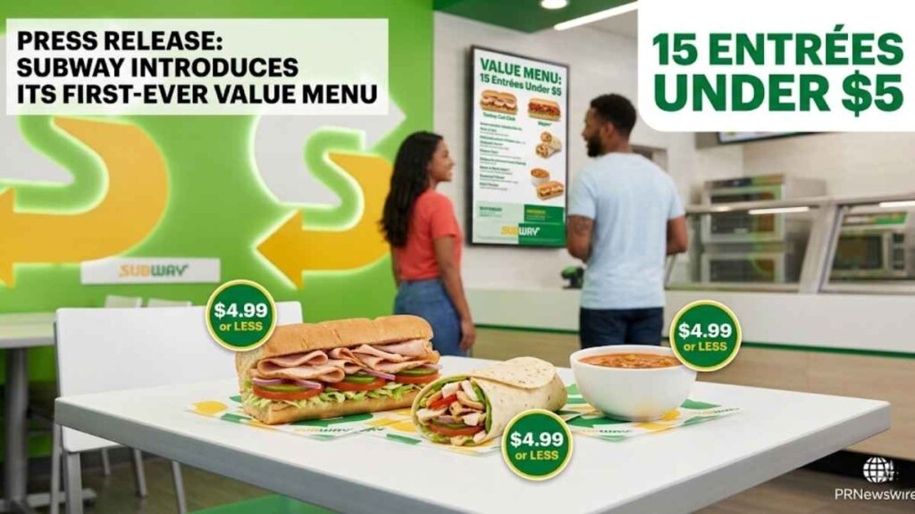 Subway's new Fresh Value Menu, available nationwide starting April 28, features 15 entrees under $5.