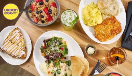 Urban Egg Liberty Missouri restaurant interior and breakfast menu showcasing retail-ready dishes and supplier-sourced ingredients