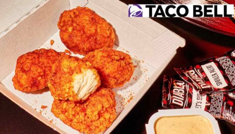 Taco Bell Diablo Dusted Crispy Chicken Nuggets with seasoning coating, showcasing sauce-to-dust innovation for retail-ready formats