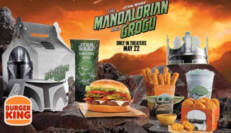 Burger King Star Wars-themed menu items including Whopper, shake, and sides in retail-ready packaging for limited-time promotion