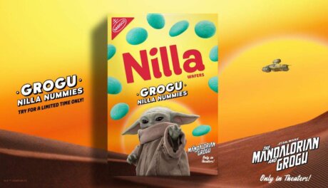 Grogu Nilla Nummies cookie pack by Nilla Wafers, retail ready product tied to film launch, private label snack trend