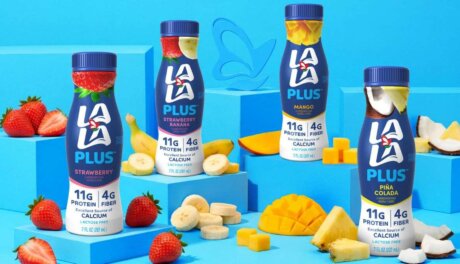 LALA Plus high-protein drinkable yogurt smoothie with real fruit, retail ready dairy product for wholesale distribution