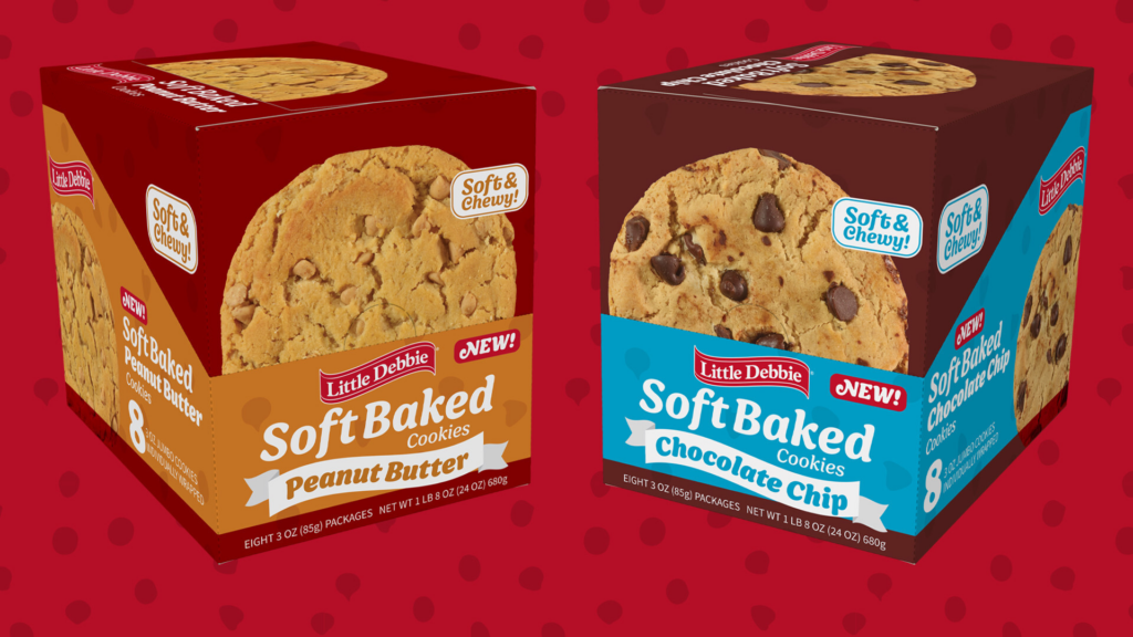 Little Debbie Soft Baked Cookies in Chocolate Chip and Peanut Butter varieties, 3 oz. individually wrapped, launched April 2026 by McKee Foods