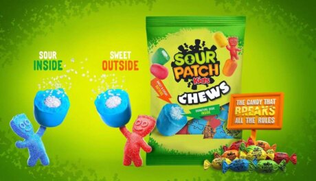 SOUR PATCH KIDS CHEWS candy packs displayed in retail ready packaging for gaming-focused candy launch