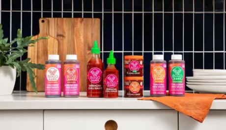 Mr Bing Asian BBQ sauce lineup featuring chili crisp, gochujang, and Thai chili flavors for retail and foodservice