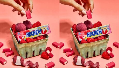 HI-CHEW lychee raspberry stick candy with updated packaging, retail-ready product from global manufacturer and supplier