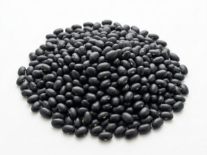 Black beans on a white background