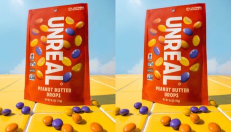 Unreal Peanut Butter Drops made with real peanut butter and 33% less sugar, available at Whole Foods Markets nationwide