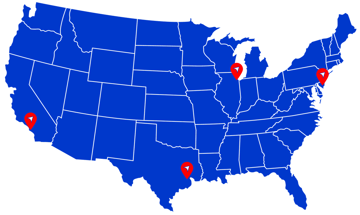 Warehouse locations across the United States