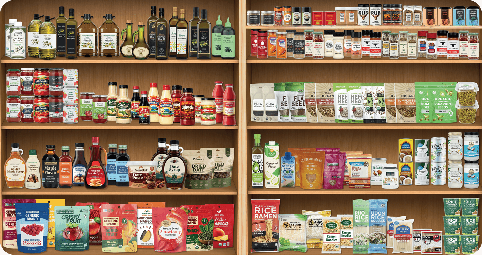 Private label products on shelf